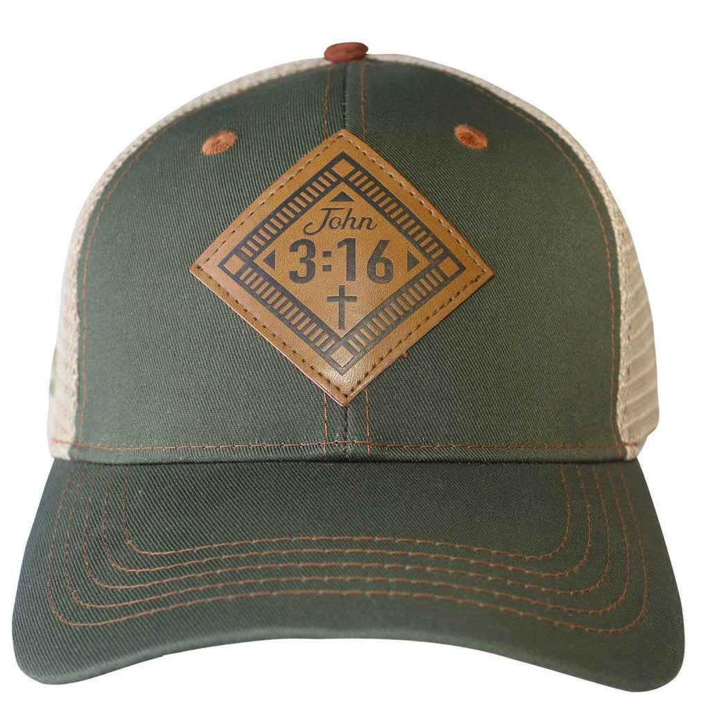 Mens Cap John 3:16 Leather