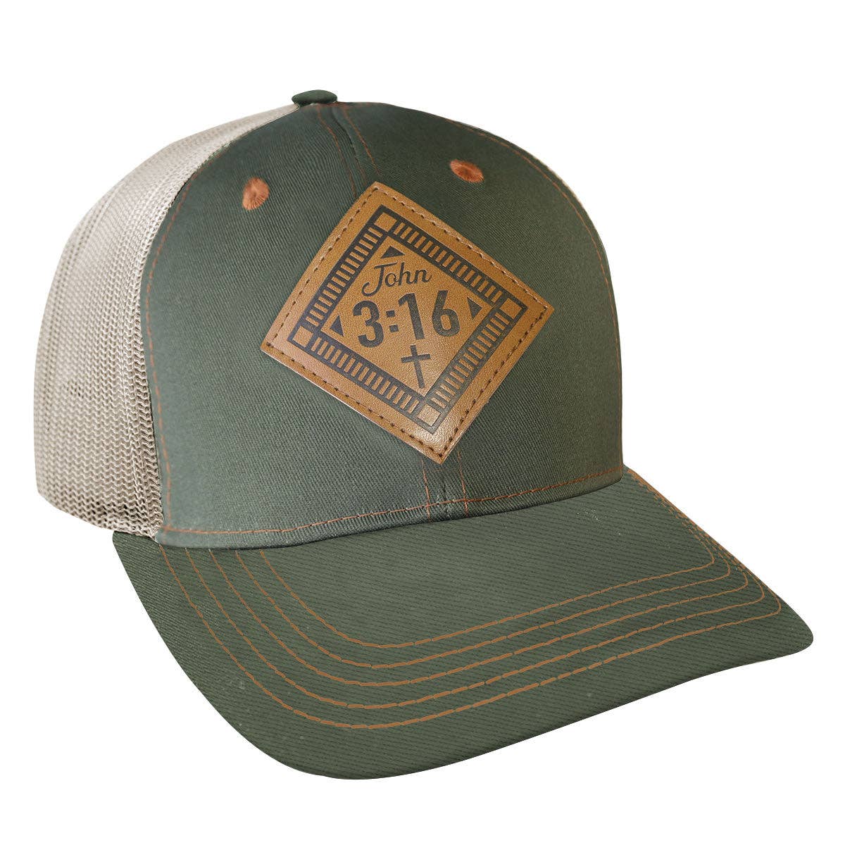 Mens Cap John 3:16 Leather