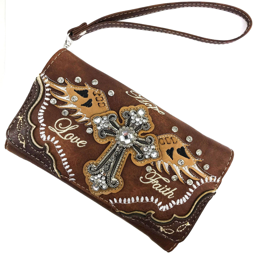 Hope Love Faith Cross Crossbody Wristlet Wallet
