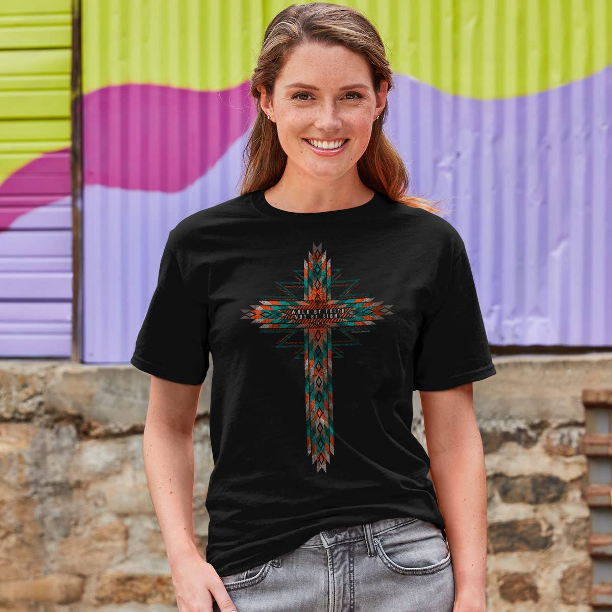 Grace & truth Womens T-Shirt Southwestern Cross